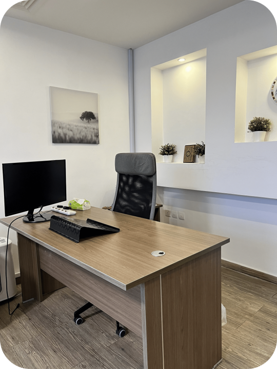 Private office desk at Rawaq Cowork House