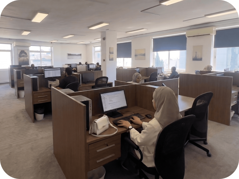 Coworking desks at Rawaq Cowork House