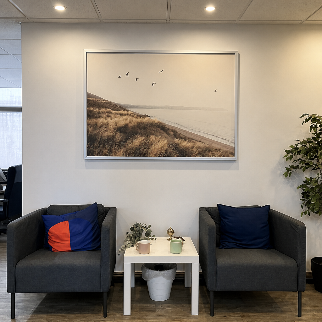 Lounge seating area at Rawaq Cowork House