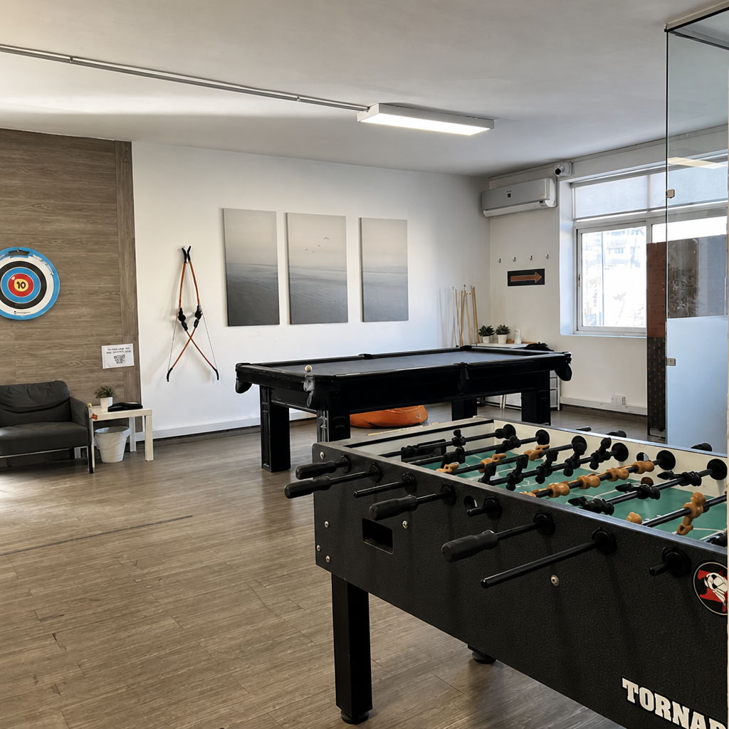 Games area at Rawaq Cowork House